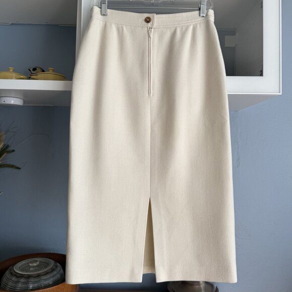 Vintage 80’s Louis Feraud 2 Pc Ivory Wool Jacket & Skirt Suit Size 10 - Picture 7 of 10
